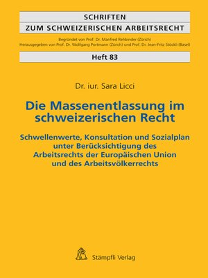 cover image of Die Massenentlassung im schweizerischen Recht